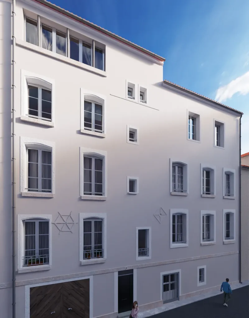 Façade d'un immeuble blanc moderne