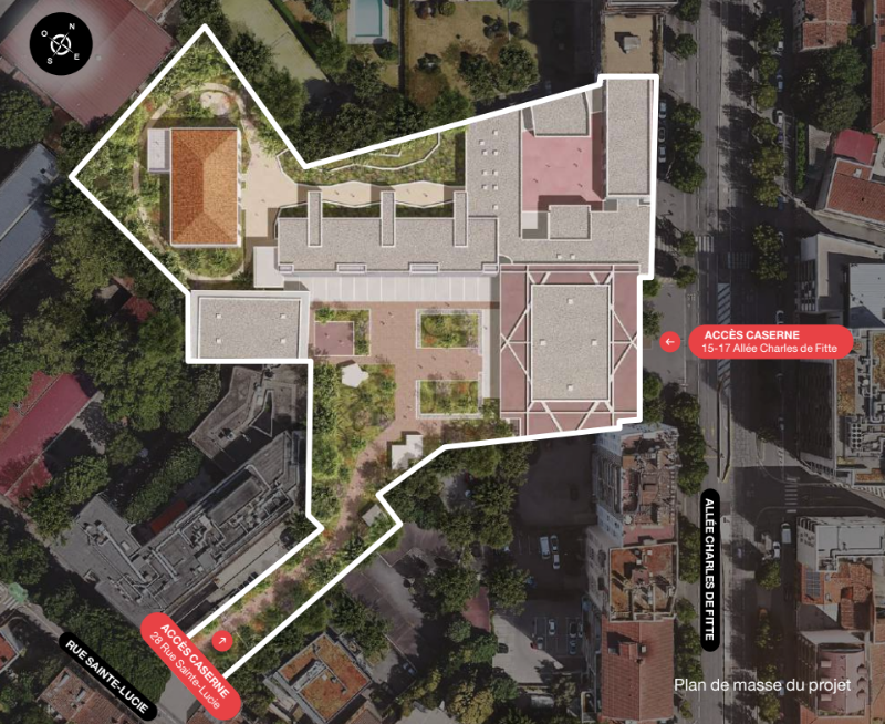 Plan de masse du projet de la caserne de Vion à Toulouse