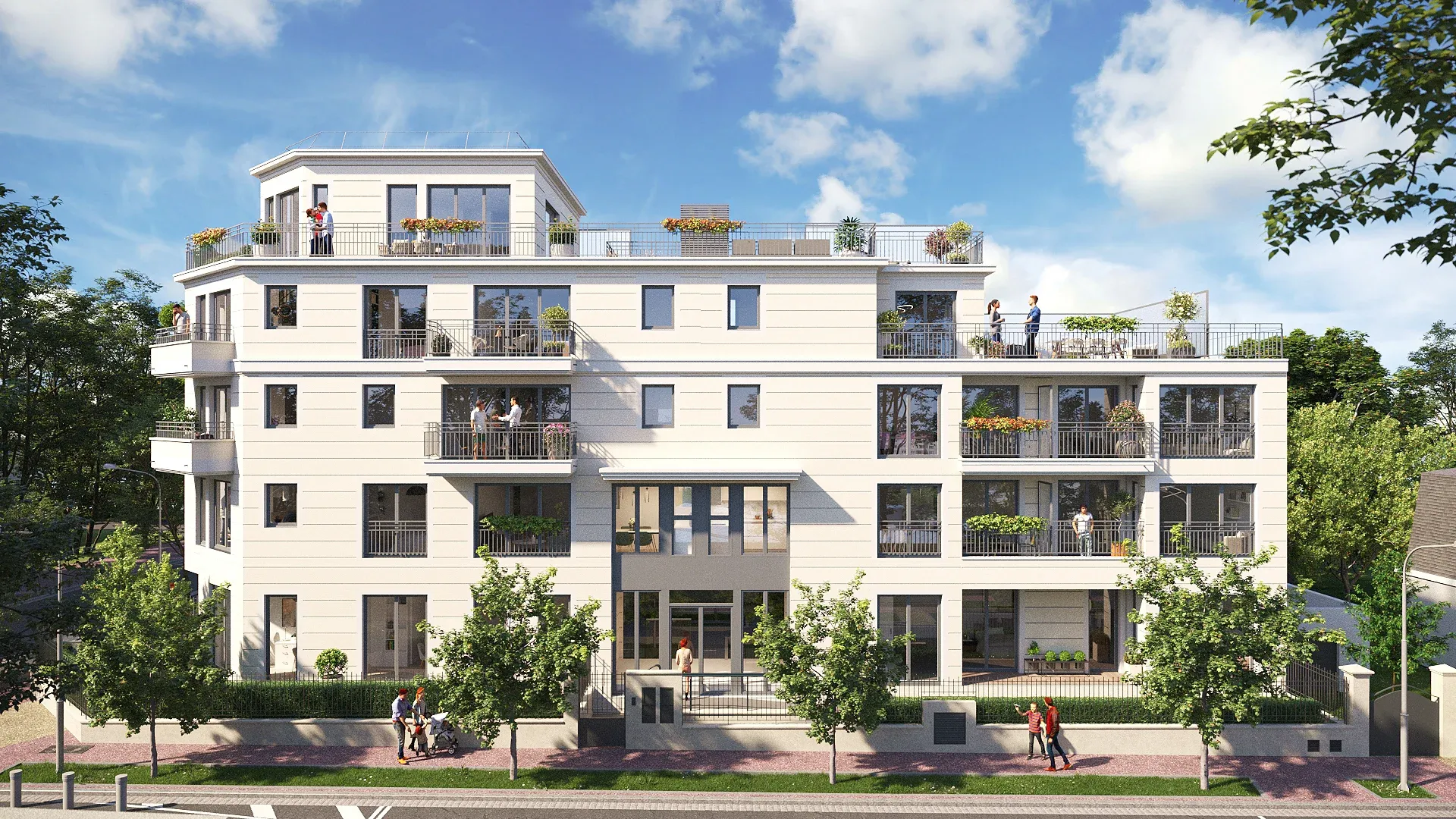 Façade d'un immeuble blanc moderne