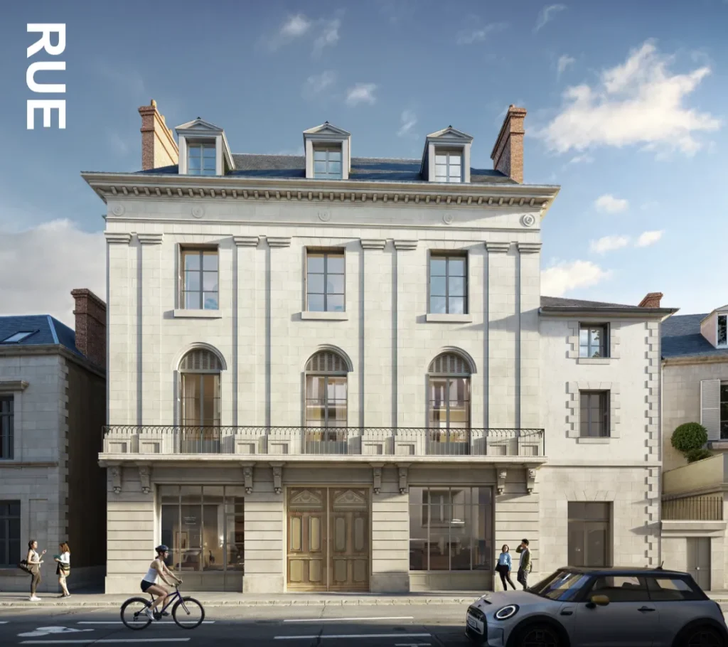 Vue depuis la rue de la façade d'un immeuble de charme